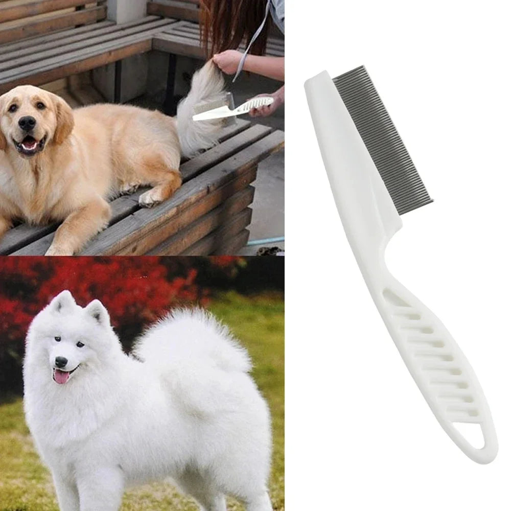 Fellpflege- & Flohkamm aus Edelstahl – Hund- & Katzenkamm zum Entfernen Loser Haare und zur Regelmäßigen Fellpflege