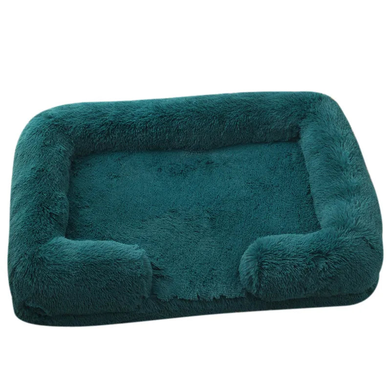 Plüsch Winter Hundebett mit Abnehmbarem Verdicktem Kissen – Weiches Quadratisches Haustiersofa & Kennel-Schlafbett für Kleine Mittlere Große Hunde