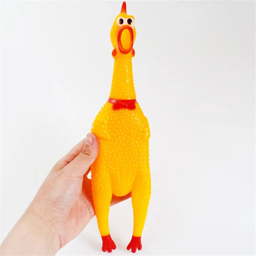 Schreiendes Gelbes Huhn-Hundespielzeug – Robustes Gummi-Quietschspielzeug zum Drücken, Kauen & Interaktiven Spielen für Hunde und Welpen