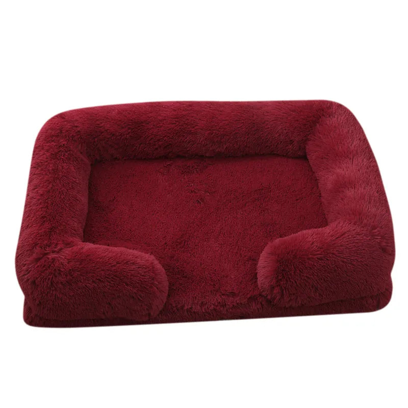 Plüsch Winter Hundebett mit Abnehmbarem Verdicktem Kissen – Weiches Quadratisches Haustiersofa & Kennel-Schlafbett für Kleine Mittlere Große Hunde