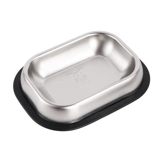 Quadratischer Futternapf aus 304-Edelstahl – Rutschfester Futter- und Wassernapf für Hunde, Katzen, Welpen & Kätzchen