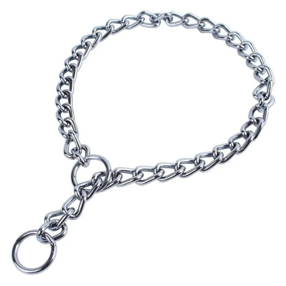 P-Schlangenkette-Hundehalsband aus Edelstahl – Verstellbares Zug-Trainingshalsband für Bulldoggen, Mittelgroße & Große Hunde