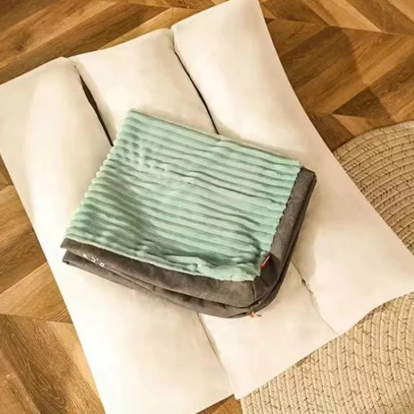 Warmes Cord Hundebett mit Abnehmbarem Kissen – Weiche Gemütliche Winter Schlafmatte für Kleine Mittlere Große Hunde & Welpen