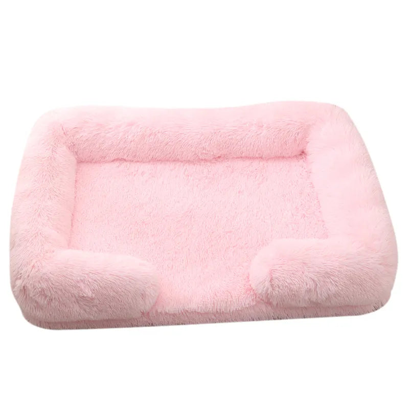 Plüsch Winter Hundebett mit Abnehmbarem Verdicktem Kissen – Weiches Quadratisches Haustiersofa & Kennel-Schlafbett für Kleine Mittlere Große Hunde
