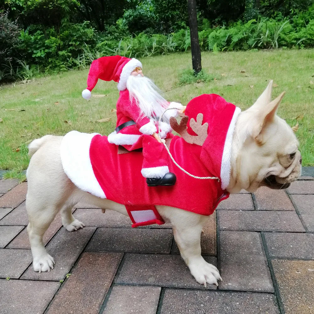 Lustiger Weihnachtsmann-Hundeumhang – Warmes Weihnachts-Cosplay-Kostüm für Kleine & Mittelgroße Hunde & Katzen