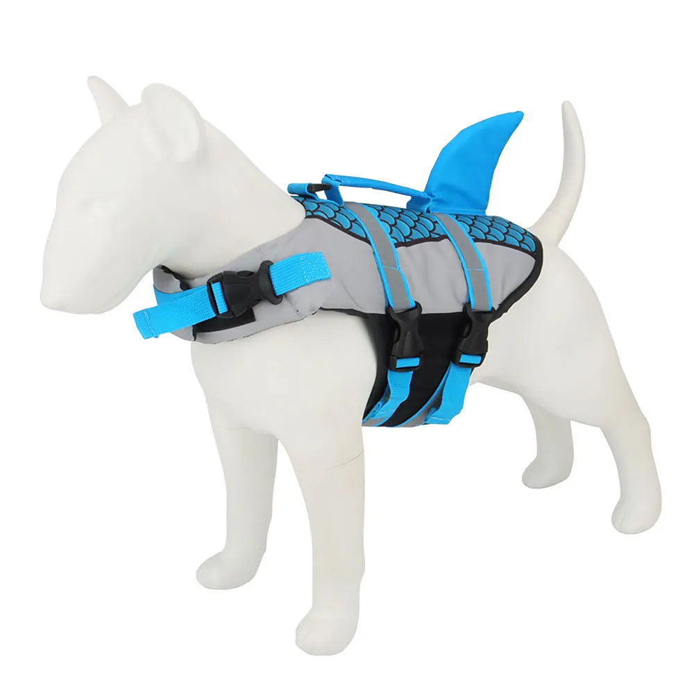 Hai-Schwimmweste für Hunde – Schuppen-Design mit Geschirr für Sommer & Wasserabenteuer