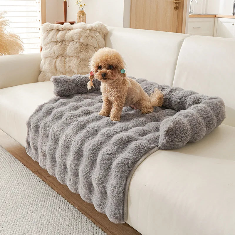 Luxuriöses Kunstkaninchenfell Plüsch Haustierbett & Hundematte – Weiche Flauschige Matratze für Kleine Mittelgroße Hunde, Welpen & Katzen