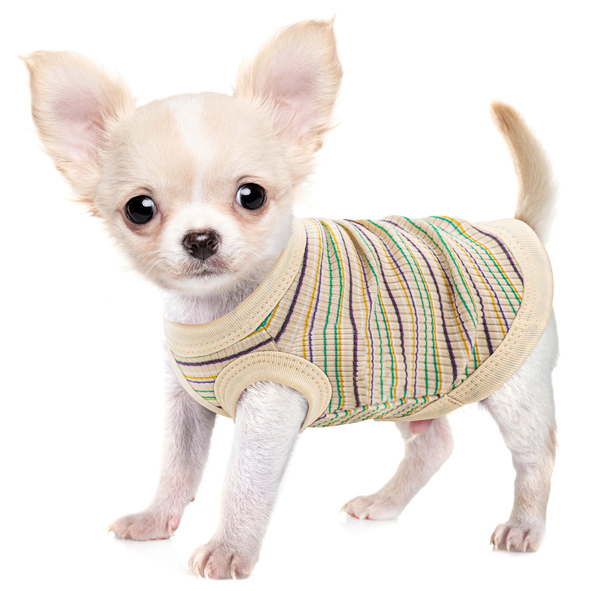 Rosa Geripptes Hunde-Tanktop – Weiches Ärmelloses Shirt für Kleine Hunde & Chihuahuas