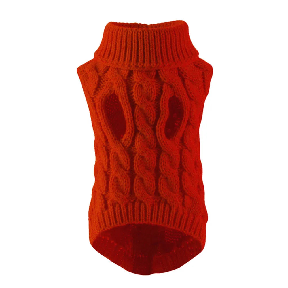 Zopfmuster-Hundepullover – Warmer Einfarbiger Strickpullover für Kleine Hunde & Welpen
