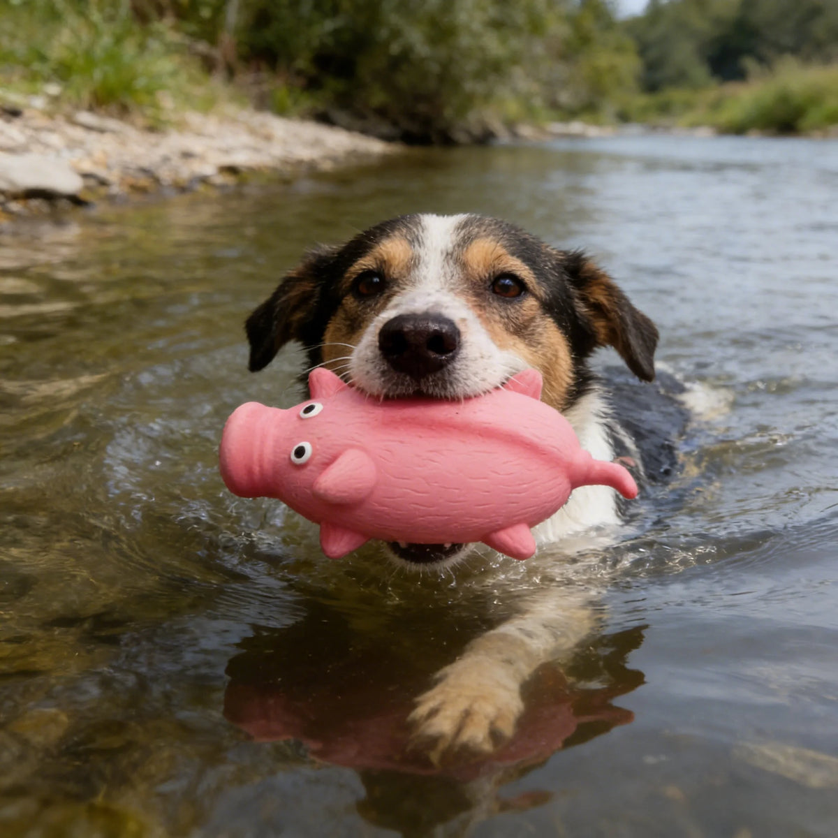 Quietschendes Rundes Latex-Schwein Hundespielzeug – Bissfestes Interaktives Trainings- & Beschäftigungsspielzeug für Welpen und Hunde