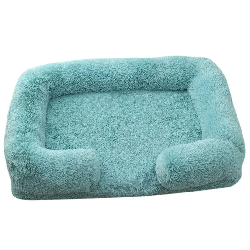 Plüsch Winter Hundebett mit Abnehmbarem Verdicktem Kissen – Weiches Quadratisches Haustiersofa & Kennel-Schlafbett für Kleine Mittlere Große Hunde