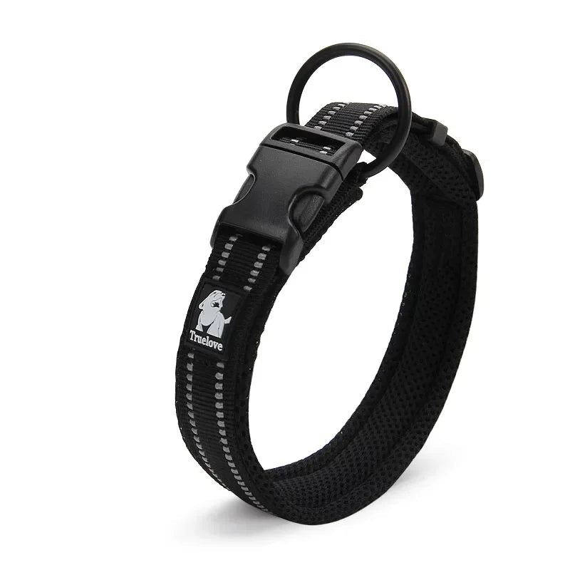 Hundehalsband mit 3M-Reflektoren – Verstellbares Gepolstertes Nylonhalsband mit Netzgewebe für Alle Hunderassen & Wetterbedingungen