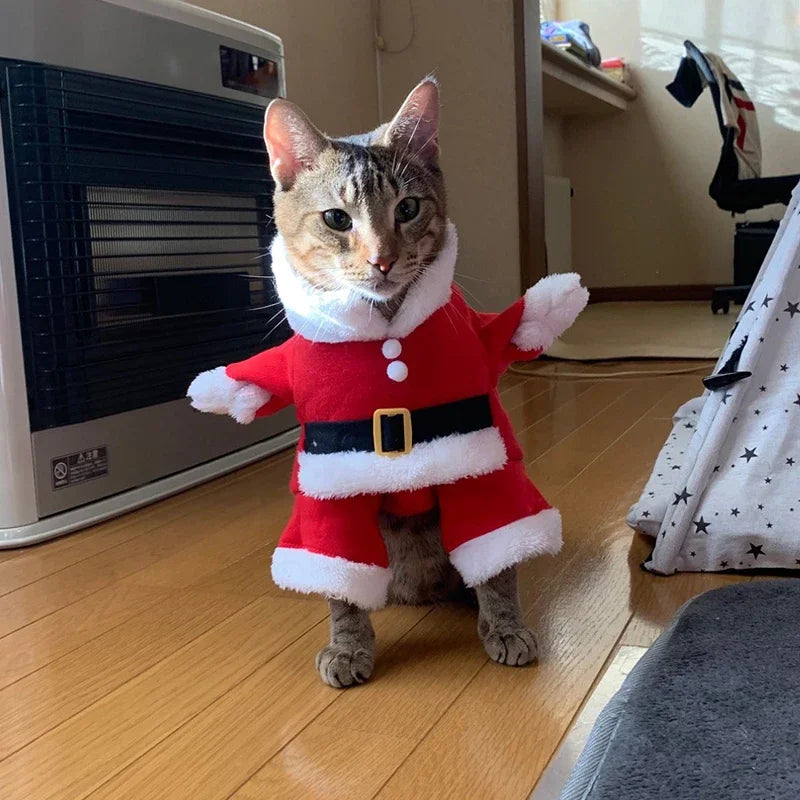Weihnachtsmann-Overall für Kleine Hunde & Katzen – Süßes Weihnachts-Cosplay-Kostüm