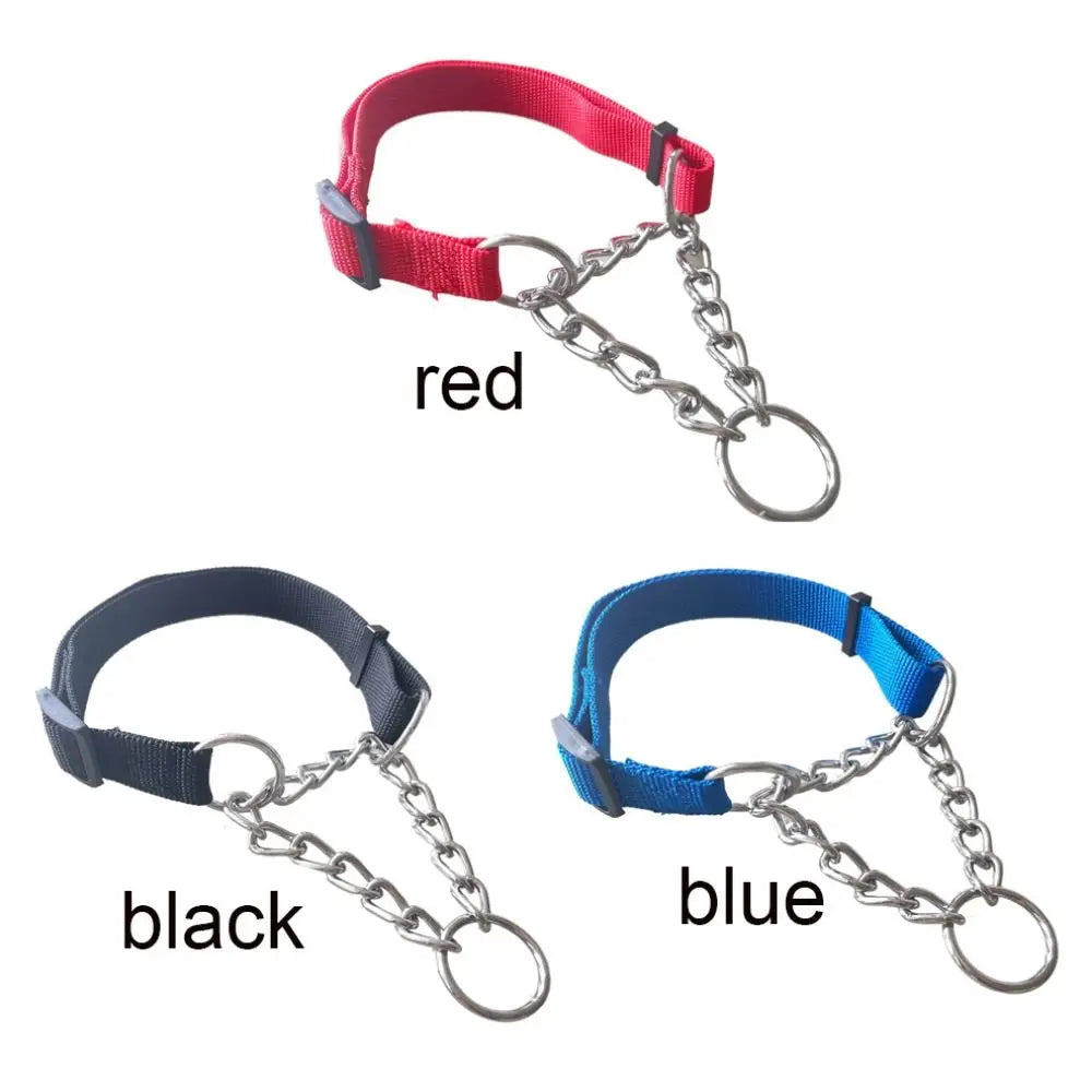 Verstellbares Nylon-Zughalsband für Hunde – Trainingshalsband mit Geschweißter Gliederkette für Große Hunde