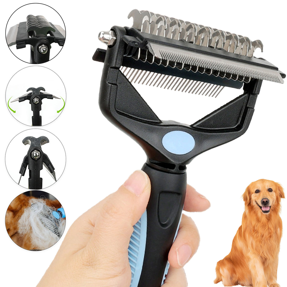 Entfilzungs- & Unterwollbürste für Haustiere – Fellpflegekamm zum Entfernen Loser Haare & Bearbeiten von Knoten bei Hunden und Katzen