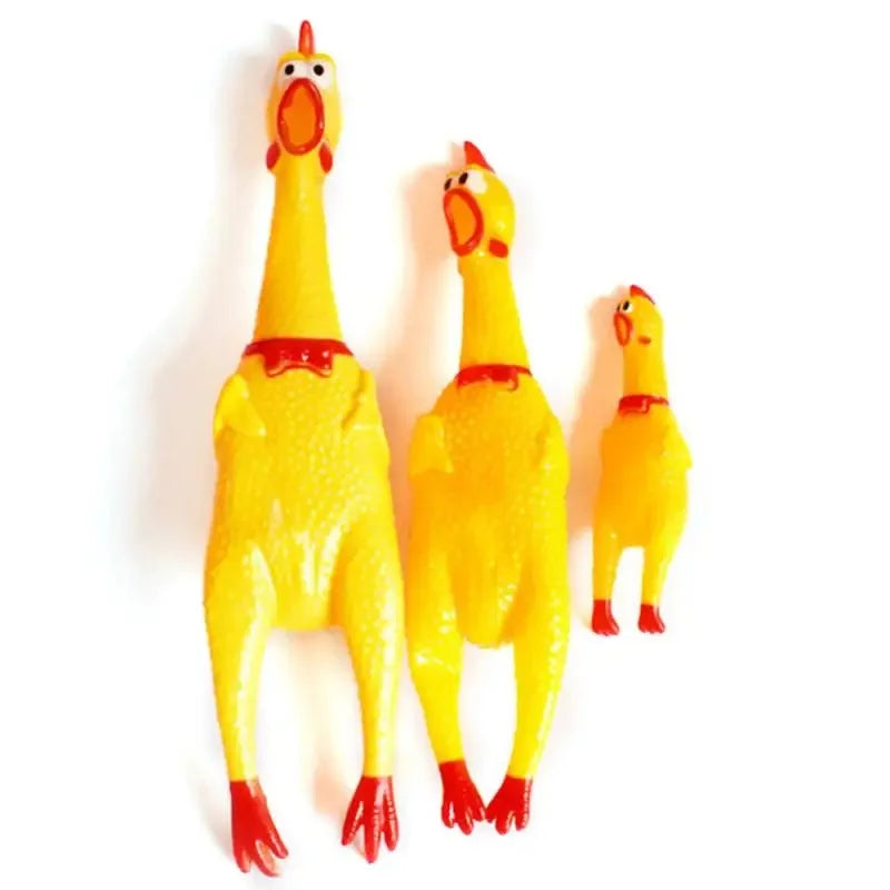 Schreiendes Gelbes Huhn-Hundespielzeug – Robustes Gummi-Quietschspielzeug zum Drücken, Kauen & Interaktiven Spielen für Hunde und Welpen