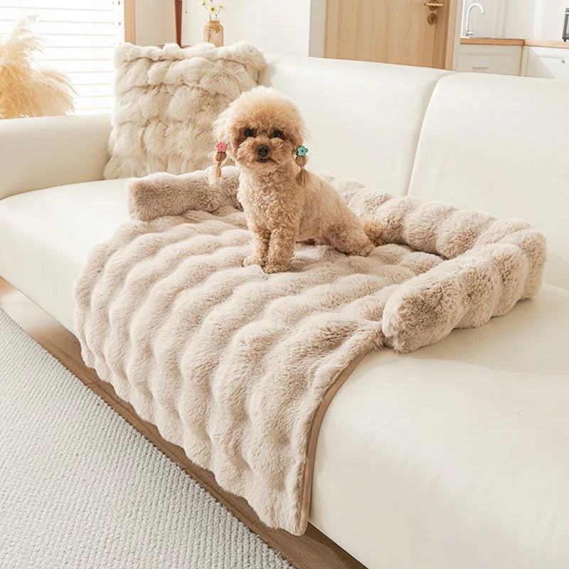 Luxuriöses Kunstkaninchenfell Plüsch Haustierbett & Hundematte – Weiche Flauschige Matratze für Kleine Mittelgroße Hunde, Welpen & Katzen