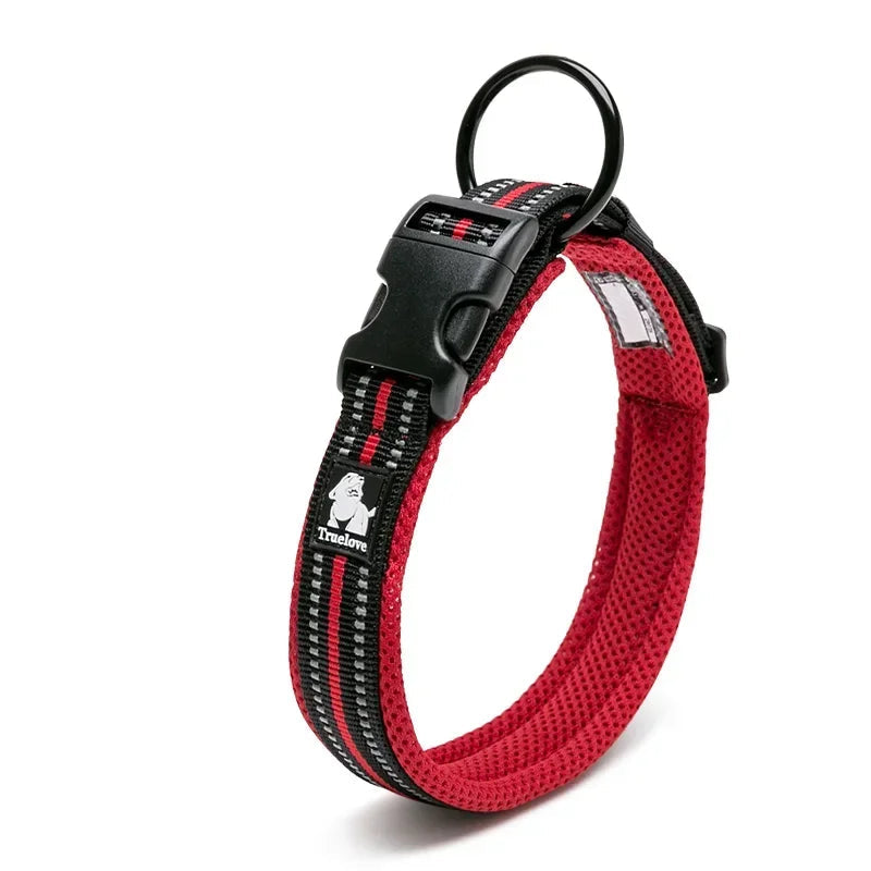 Hundehalsband mit 3M-Reflektoren – Verstellbares Gepolstertes Nylonhalsband mit Netzgewebe für Alle Hunderassen & Wetterbedingungen