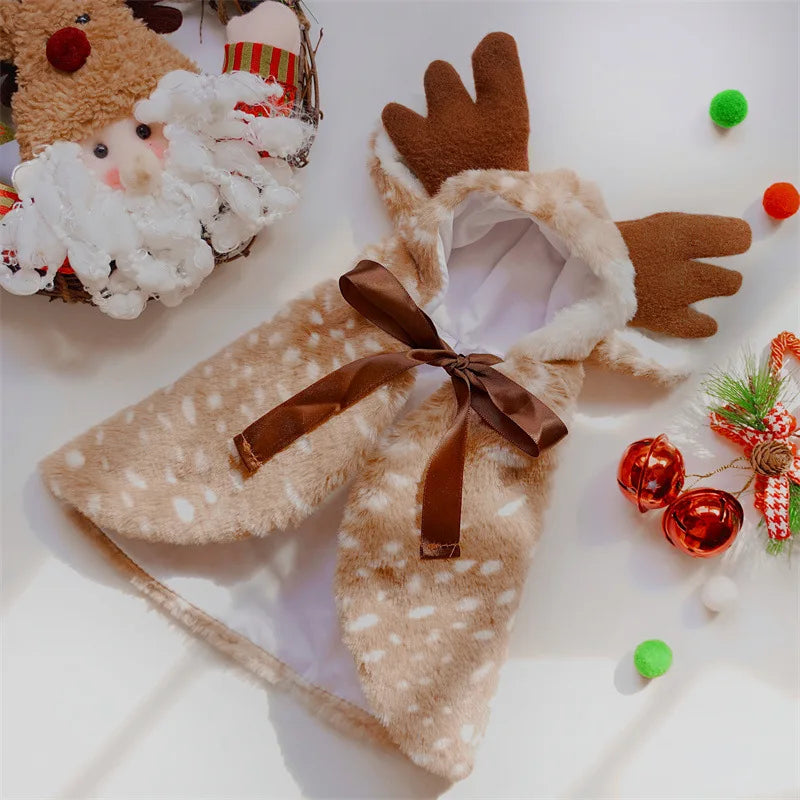 Weihnachts-Elch-Umhang für Haustiere – Warmes Winter-Cape mit Mütze für Hunde & Katzen