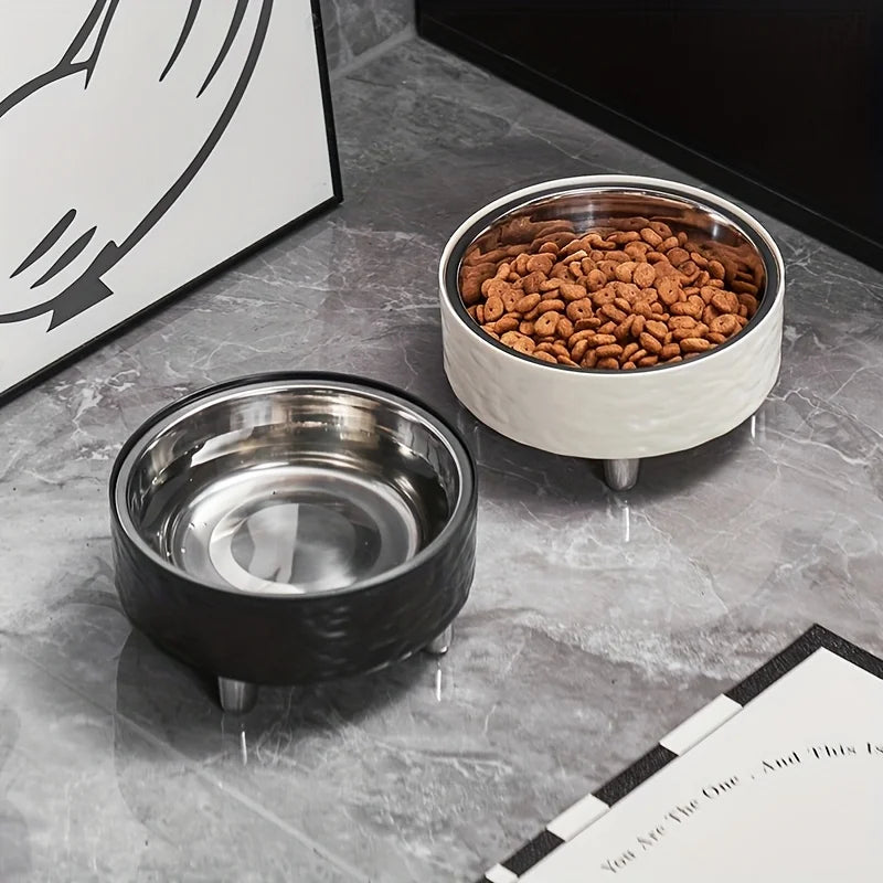 Erhöhter Futternapf aus Edelstahl – Kippsicherer Rutschfester Futter- und Wassernapf für Katzen, Kätzchen & Kleine Hunde