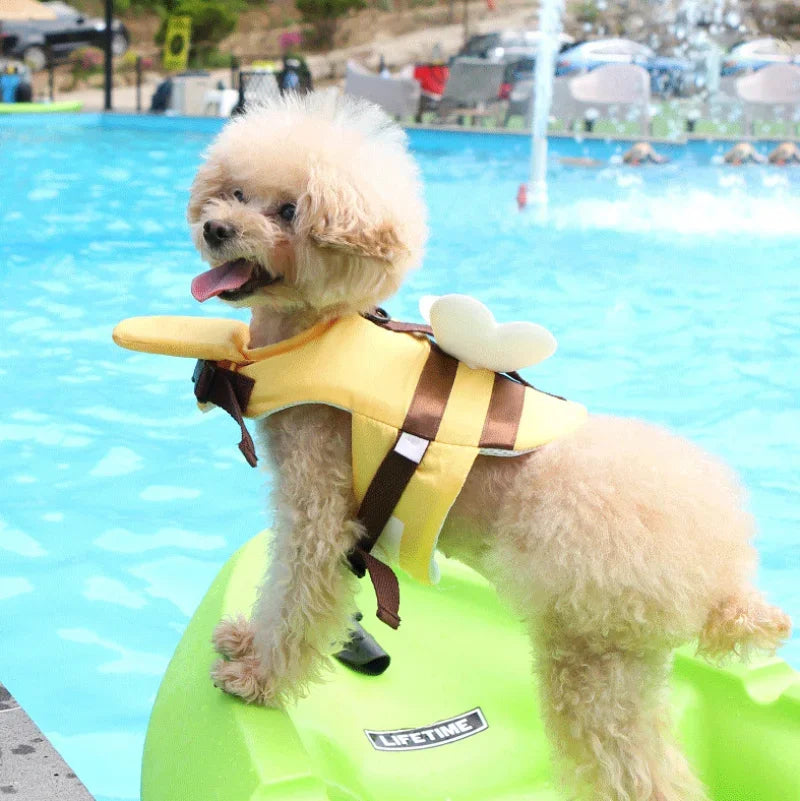 Kleine Bienen-Schwimmweste für Hunde – Wasserdichte Atmungsaktive Schwimmweste mit Geschirr