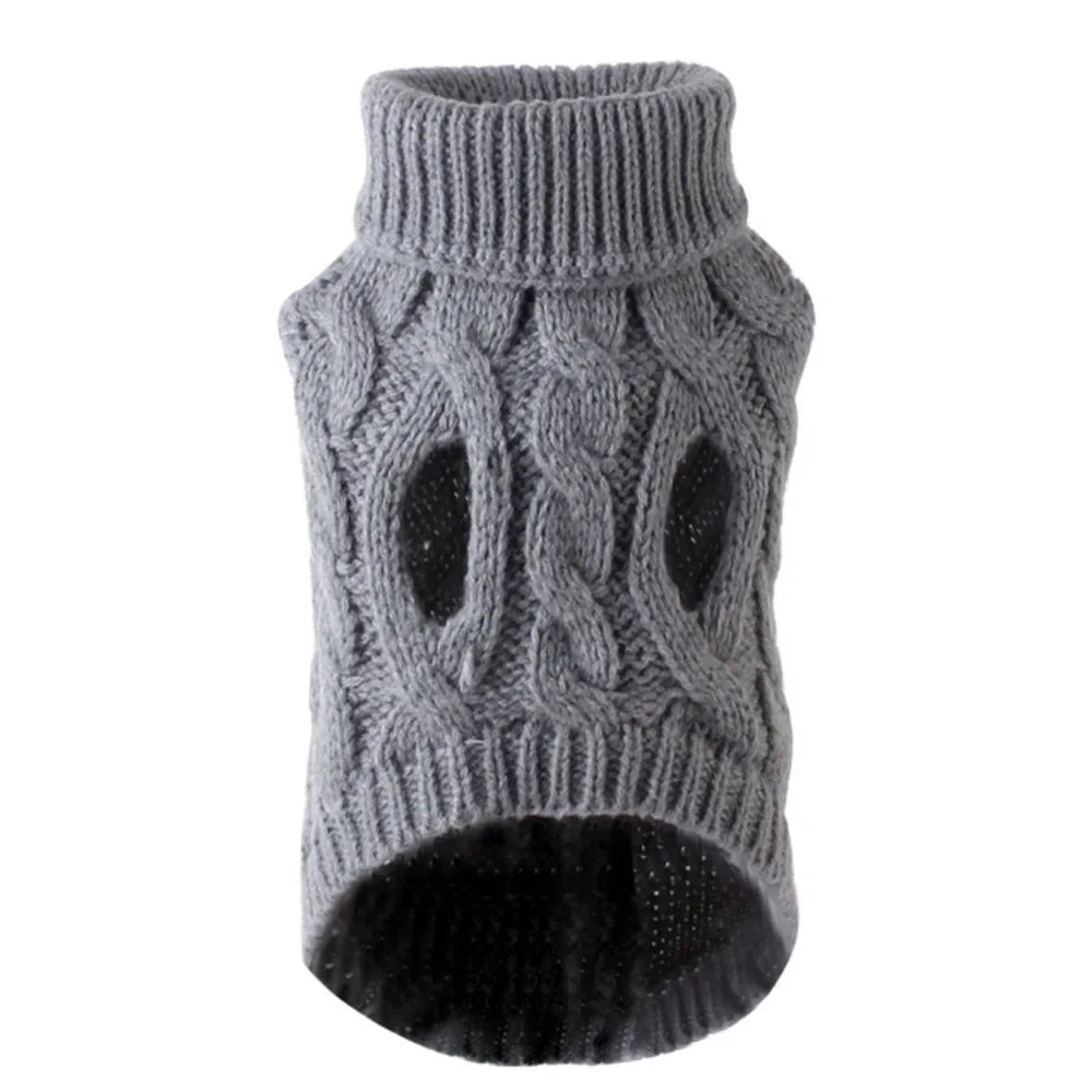 Zopfmuster-Hundepullover – Warmer Einfarbiger Strickpullover für Kleine Hunde & Welpen