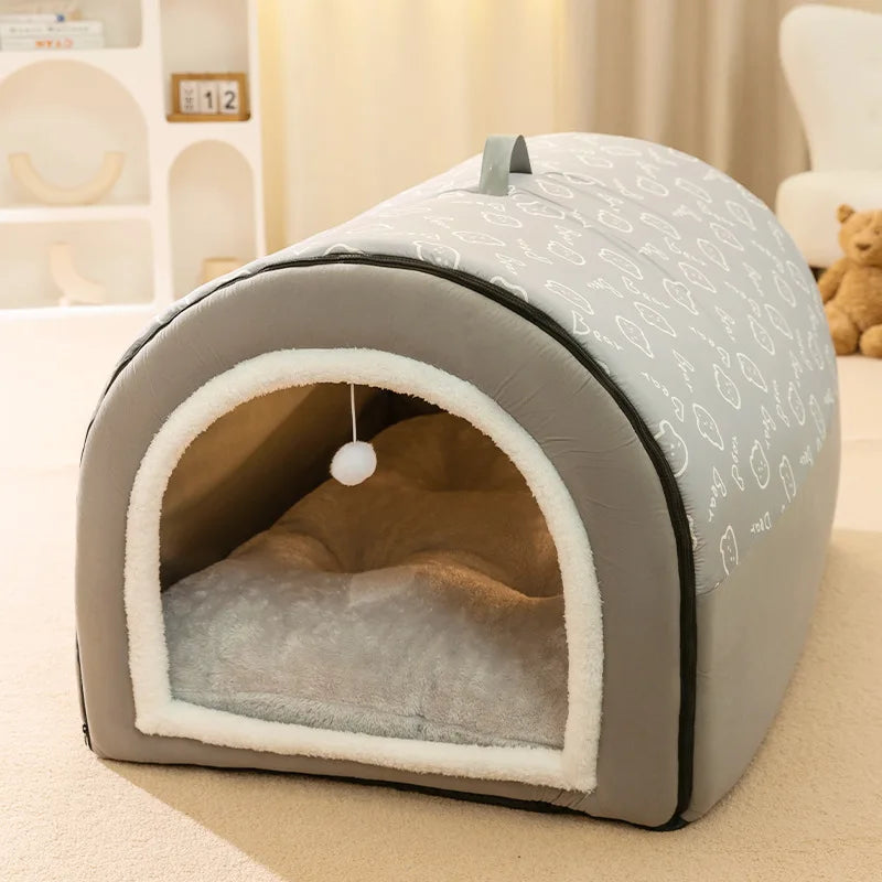 Großes Warmes Winter Hundehaus-Bett mit Abnehmbarem Waschbarem Design – Gemütliches Haustier Schlafnest für Große Hunde & Katzen