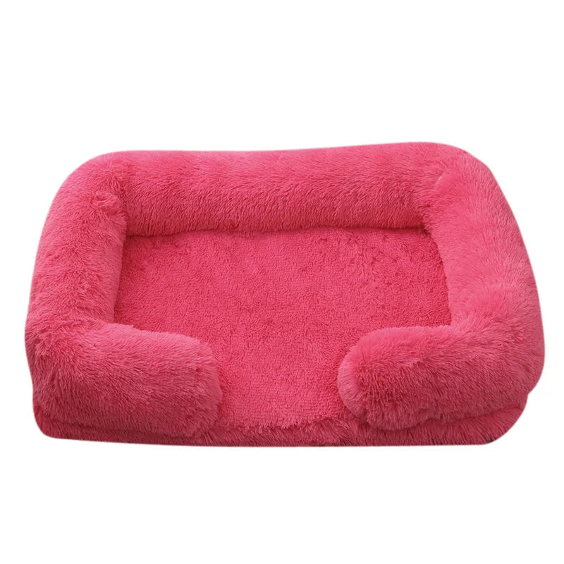 Plüsch Winter Hundebett mit Abnehmbarem Verdicktem Kissen – Weiches Quadratisches Haustiersofa & Kennel-Schlafbett für Kleine Mittlere Große Hunde