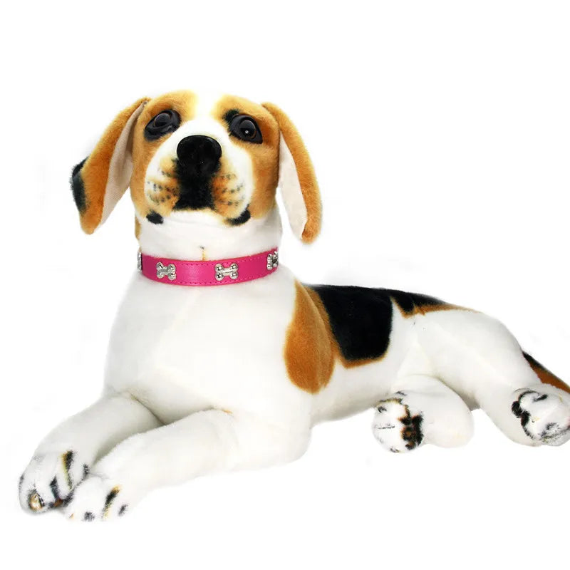 Lederhalsband mit Knochenmotiv – Robustes Verstellbares Haustierhalsband für Kleine & Große Hunde, Welpen, Chihuahuas, Möpse und Katzen