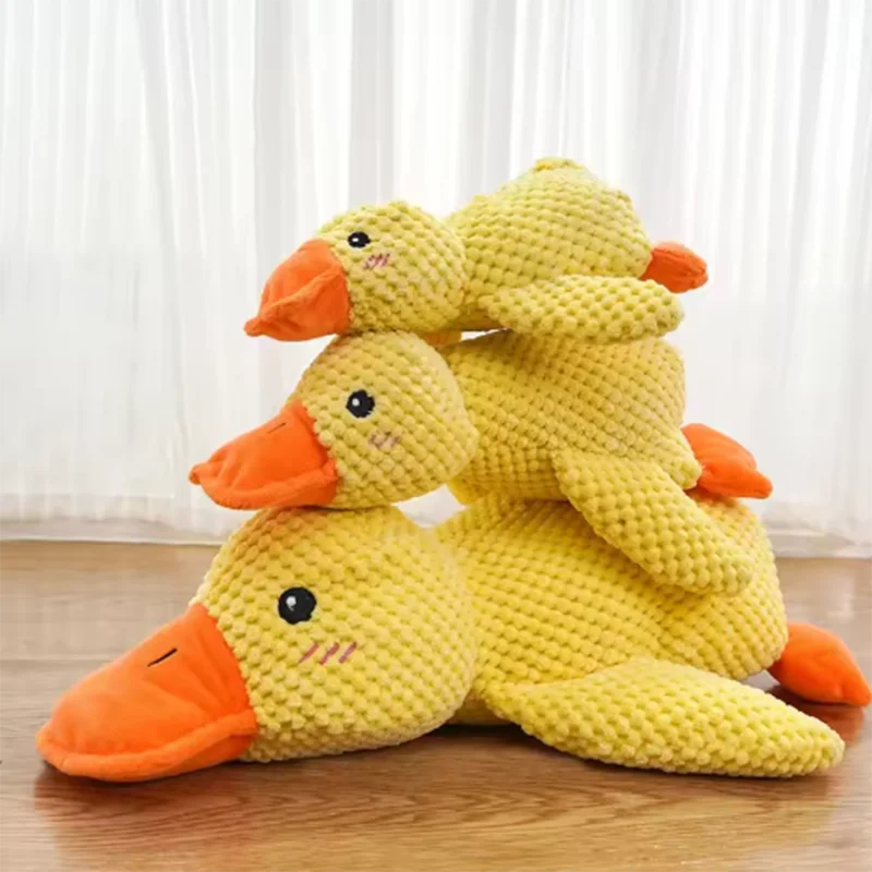 Gelbes Enten-Plüschspielzeug zum Kuscheln für Hunde – Weicher Interaktiver Schlafbegleiter & Kuschelpuppe für Welpen und Hunde