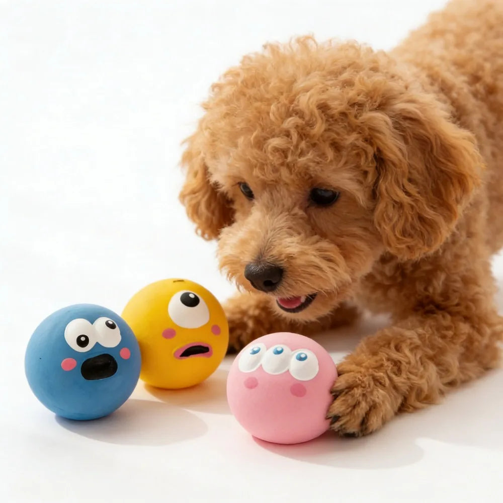 Quietschender Gummi-Kauball für Hunde – Bissfester Zahnreinigungs-Ball mit Sound für Welpen & Kleine Mittlere Große Hunde