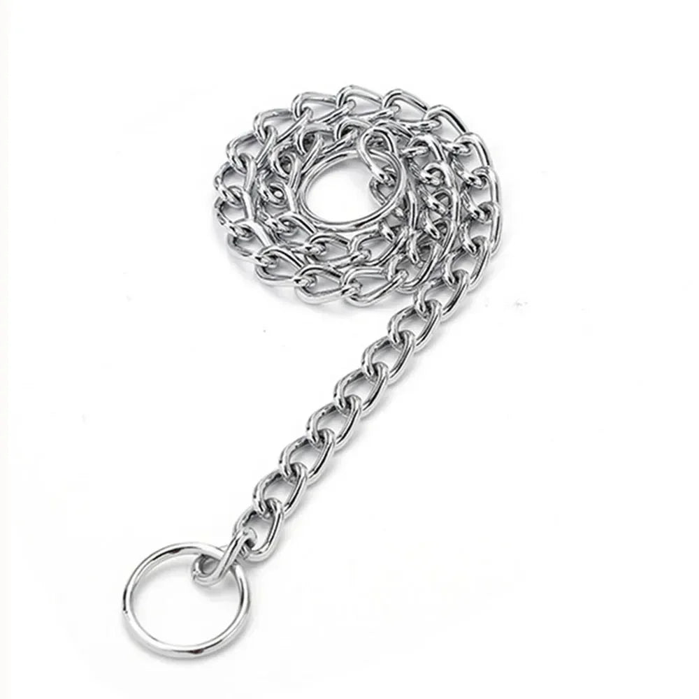 P-Schlangenkette-Hundehalsband aus Edelstahl – Verstellbares Zug-Trainingshalsband für Bulldoggen, Mittelgroße & Große Hunde