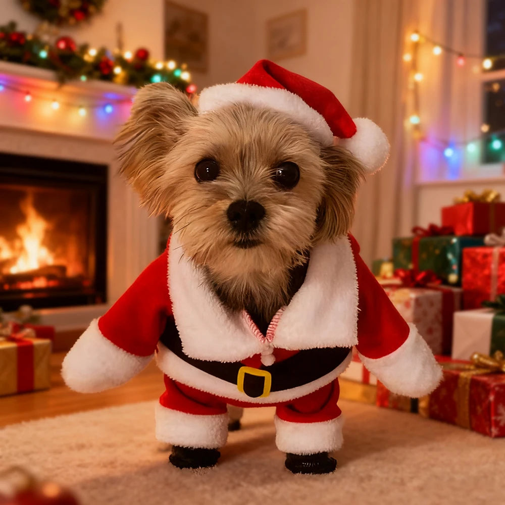 Weihnachtsmann-Overall für Kleine Hunde & Katzen – Süßes Weihnachts-Cosplay-Kostüm