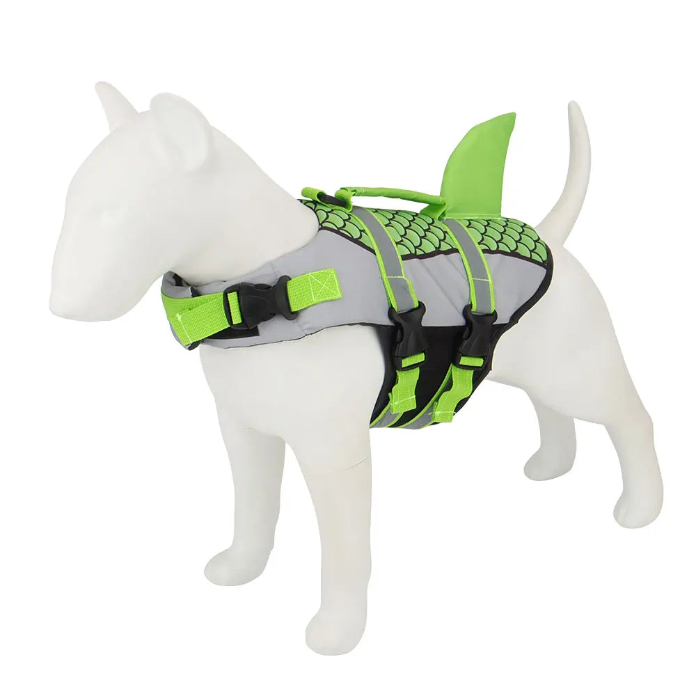 Hai-Schwimmweste für Hunde – Schuppen-Design mit Geschirr für Sommer & Wasserabenteuer