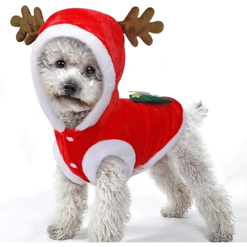 Festliches Flanell-Outfit für Hunde & Katzen – Warme Rentier- & Weihnachtsbaum-Kleidung für Herbst und Winter