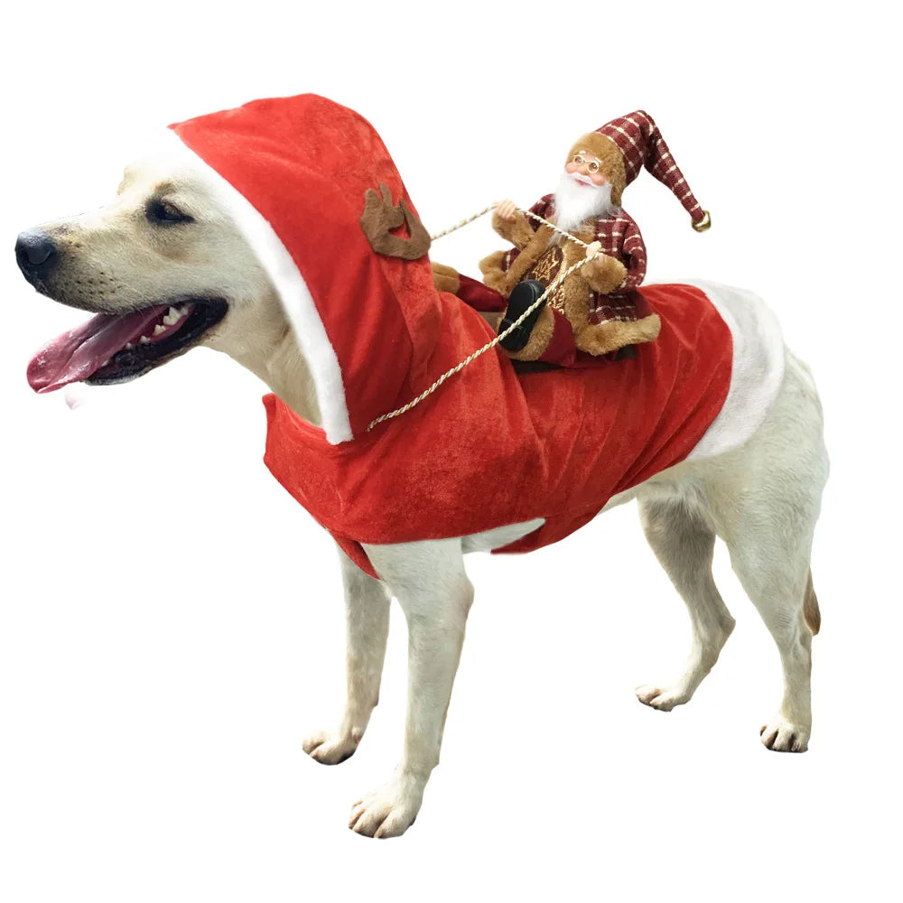 Lustiger Weihnachtsmann-Hundeumhang – Warmes Weihnachts-Cosplay-Kostüm für Kleine & Mittelgroße Hunde & Katzen