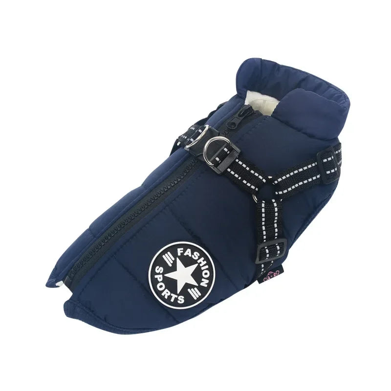 Wasserdichte Warme Hundejacke mit Geschirr – Winterweste für Kleine & Große Hunde
