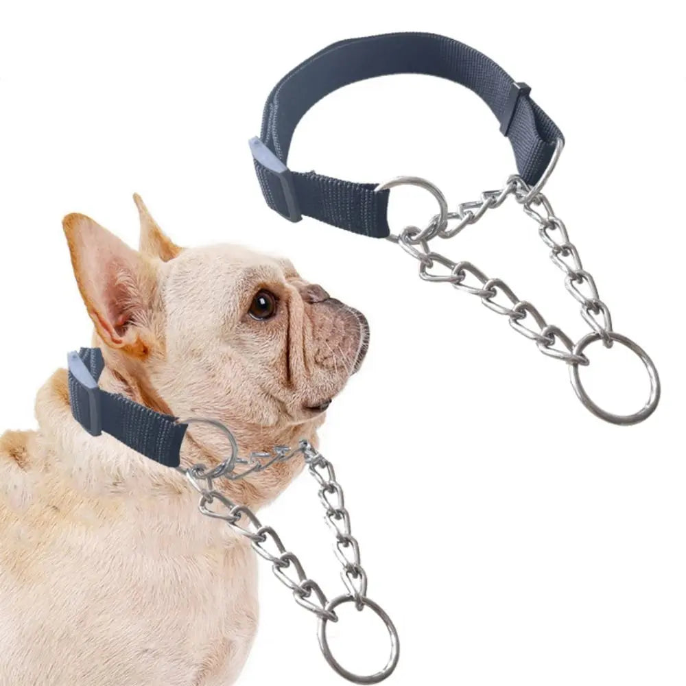 Verstellbares Nylon-Zughalsband für Hunde – Trainingshalsband mit Geschweißter Gliederkette für Große Hunde