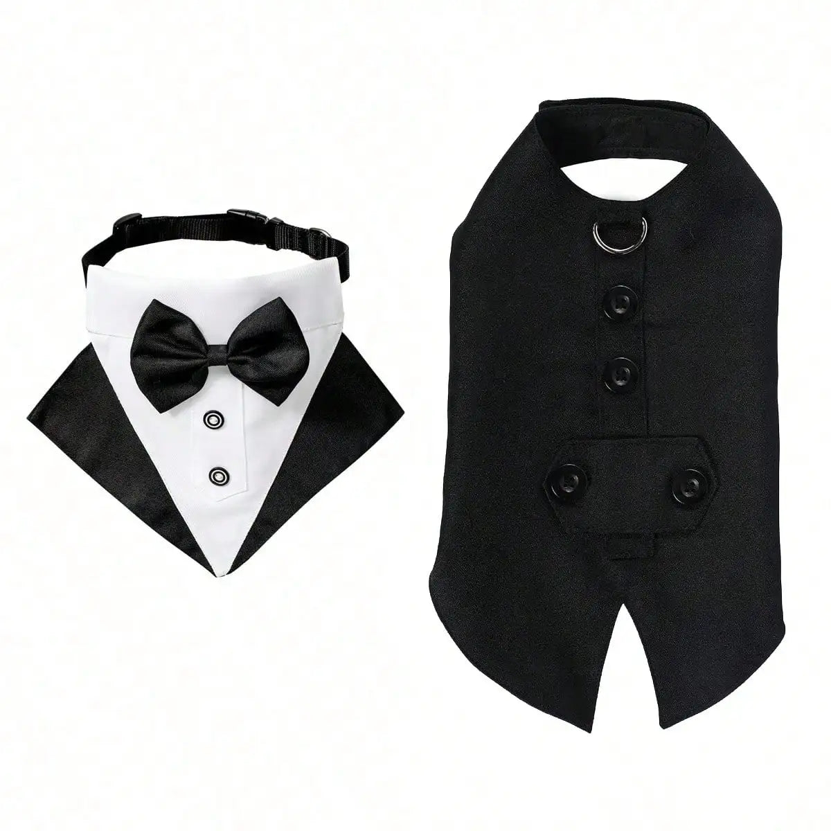 Formeller Hunde-Smoking mit Bandana – Eleganter Fliegen-Anzug für Hochzeit & Party