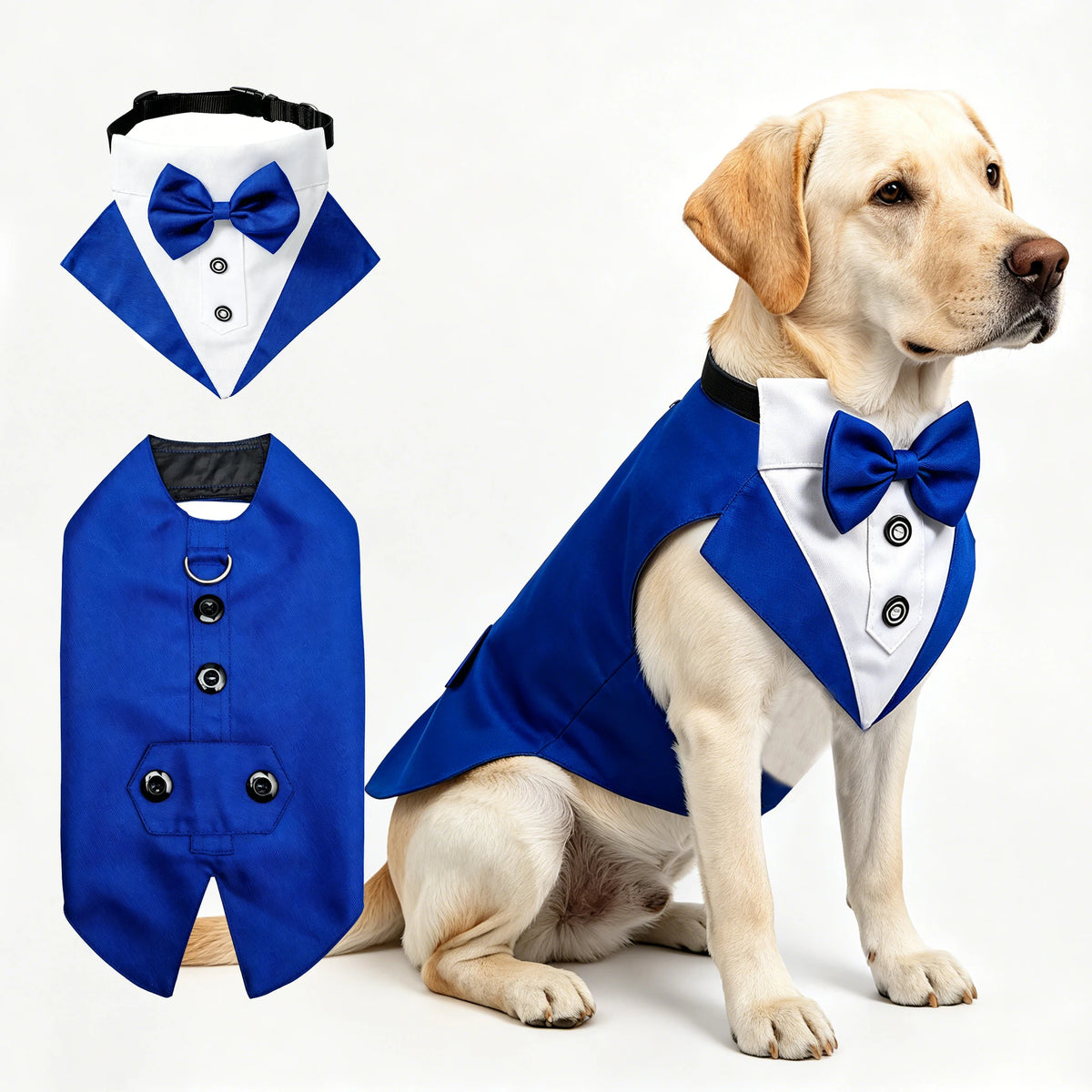 Formeller Hunde-Smoking mit Bandana – Eleganter Fliegen-Anzug für Hochzeit & Party