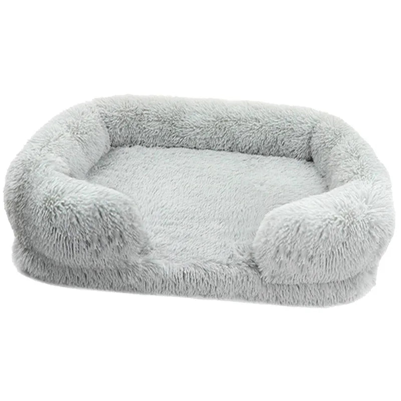 Plüsch Winter Hundebett mit Abnehmbarem Verdicktem Kissen – Weiches Quadratisches Haustiersofa & Kennel-Schlafbett für Kleine Mittlere Große Hunde