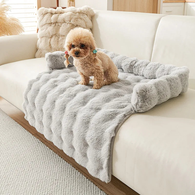 Luxuriöses Kunstkaninchenfell Plüsch Haustierbett & Hundematte – Weiche Flauschige Matratze für Kleine Mittelgroße Hunde, Welpen & Katzen