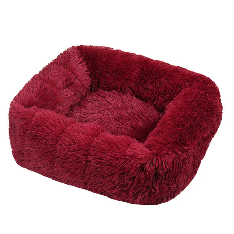 Luxuriöses Plüsch-Hundebett – Waschbares Quadratisches Kuschelbett für Kleine bis Große Hunde