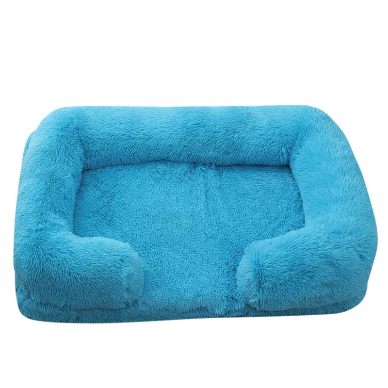 Plüsch Winter Hundebett mit Abnehmbarem Verdicktem Kissen – Weiches Quadratisches Haustiersofa & Kennel-Schlafbett für Kleine Mittlere Große Hunde