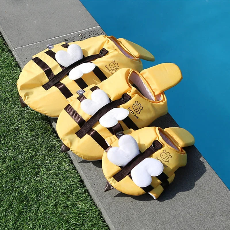 Kleine Bienen-Schwimmweste für Hunde – Wasserdichte Atmungsaktive Schwimmweste mit Geschirr